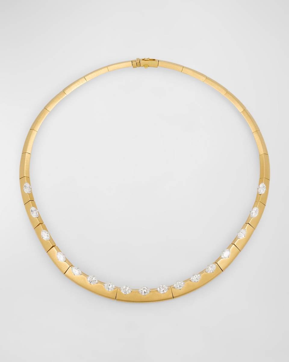 18K Yellow Gold Me Necklace with Oval White Diamonds